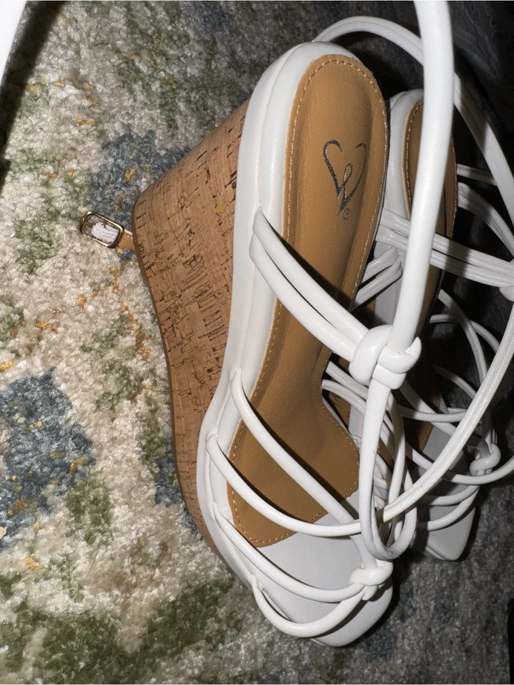 Windsor White Strappy Knot Wedge Sandals